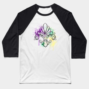 Lily with Watercolor ( Mardi Gras Fleur de Lis ) Baseball T-Shirt